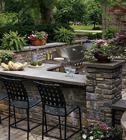 L Shaped Outdoor Kitchen