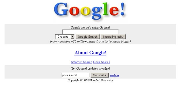 google 1998 homepage. girlfriend the google 1998