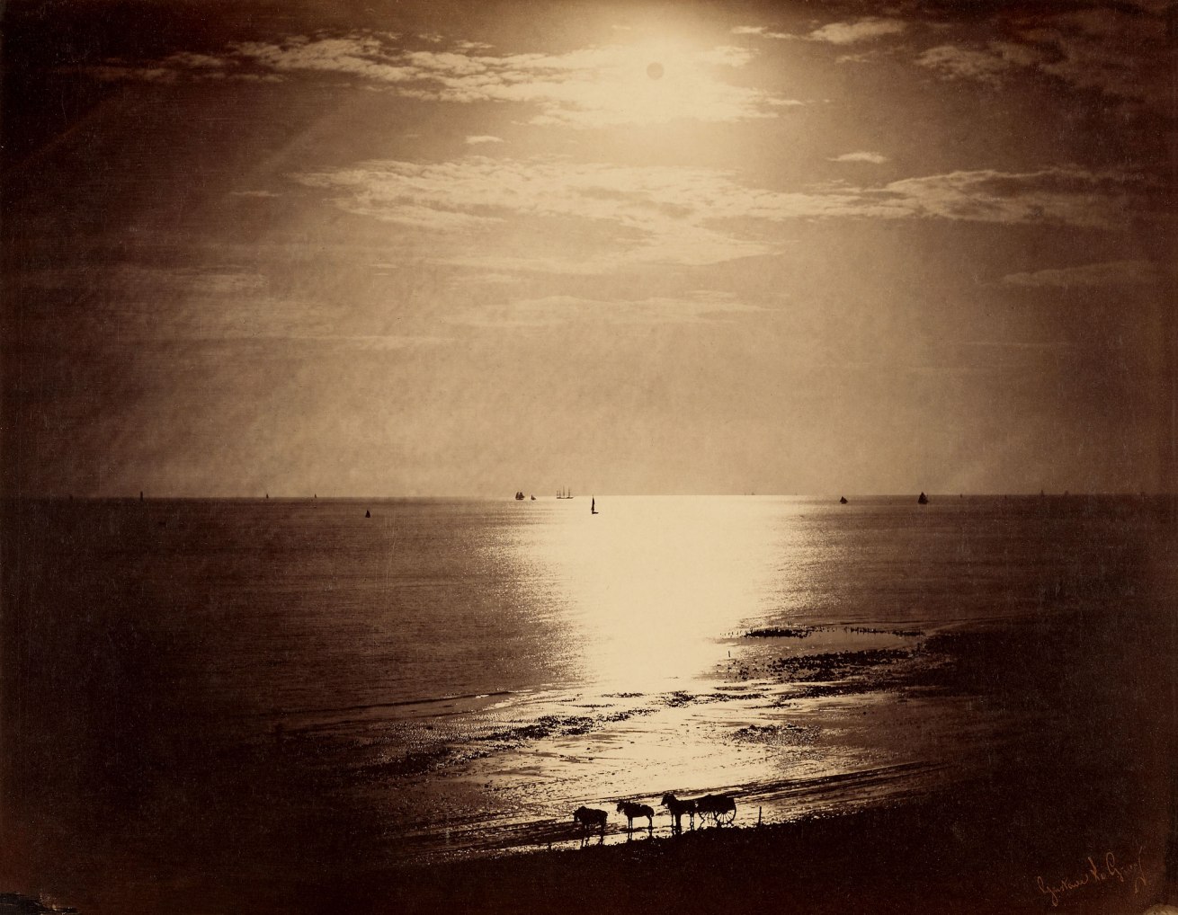 Fotó: Gustave Le Gray (French, 1820-1884)<br />The Sun at Its Zenith, Normandy<br />1856<br />Albumen silver print from a glass negative<br />Image: 32.5 x 41.6 cm (12 13/16 x 16 3/8 in.)<br />The J. Paul Getty Museum, Los Angeles