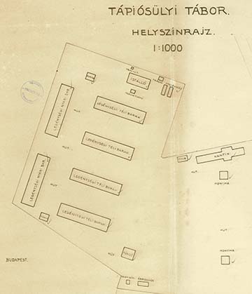 A tápiósülyi tábor helyszínrajza az 1940-es évekből