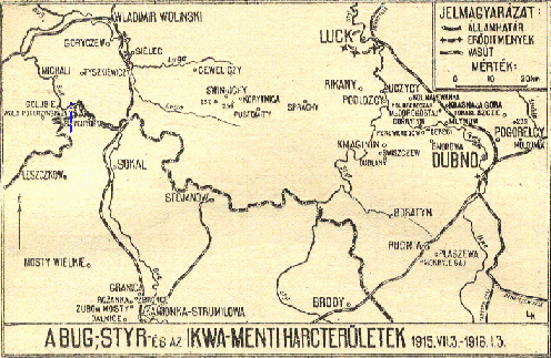 A hadosztály harcterülete 1915-1916 fordulóján