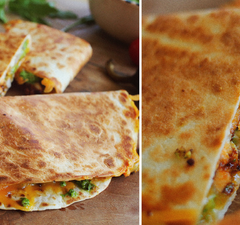 Poblano chilis quesadilla