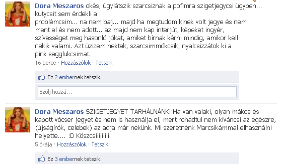 Mészáros Dóra szigetjegyet tarhál, kinyalhatjuk a seggét