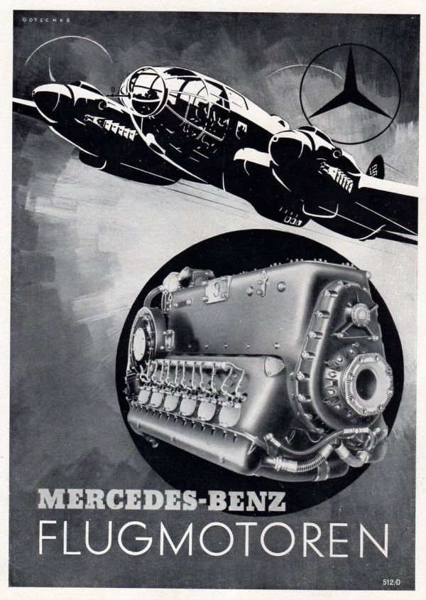 Mercedes-Benz repülőgép-motor reklám He 111 bombázóval