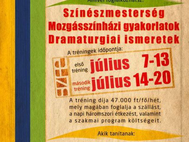 Nyári tábor a Színház- és Filmművészeti Egyetemen