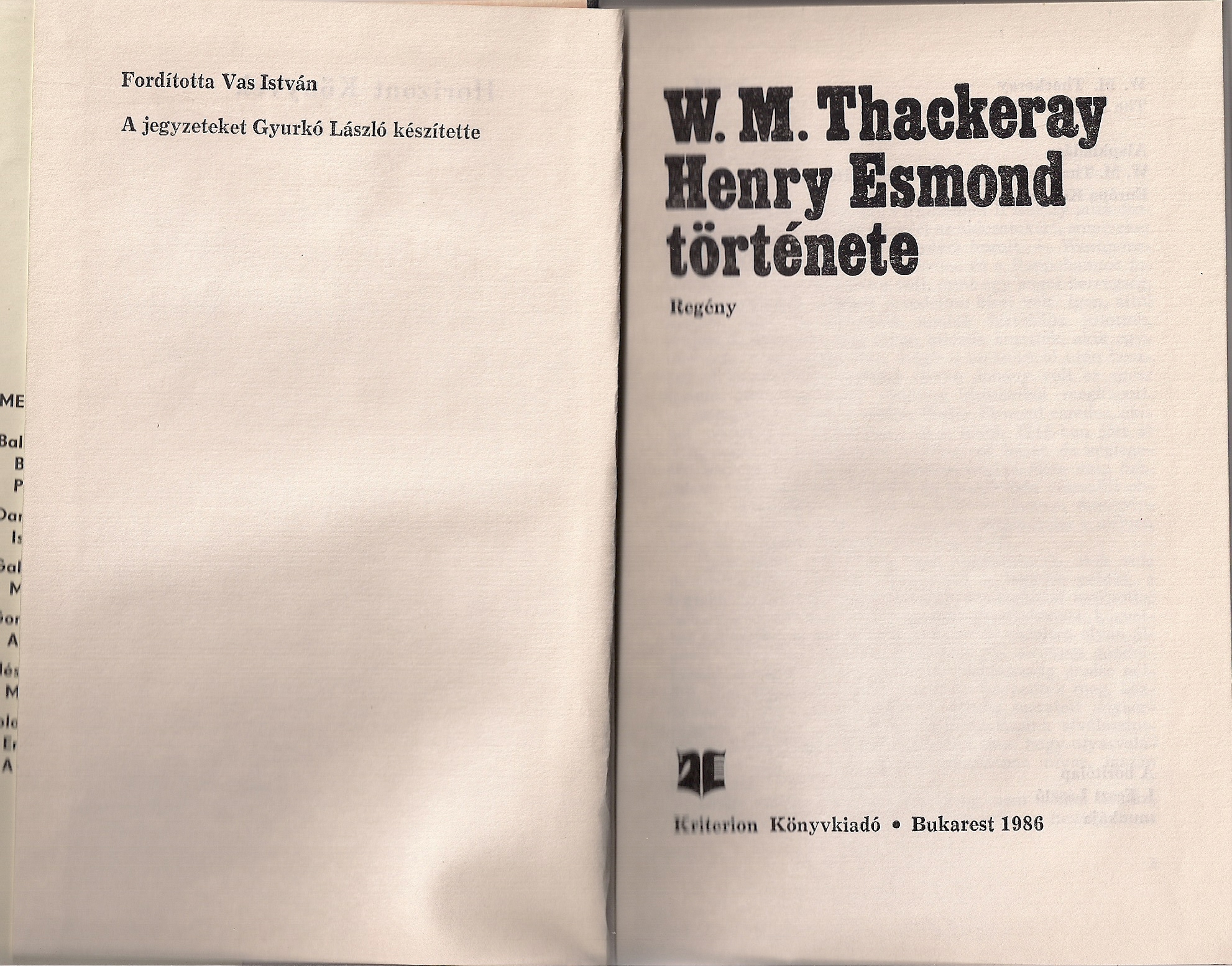 W.M. Thackeray - Henry Esmond története első oldal.jpg