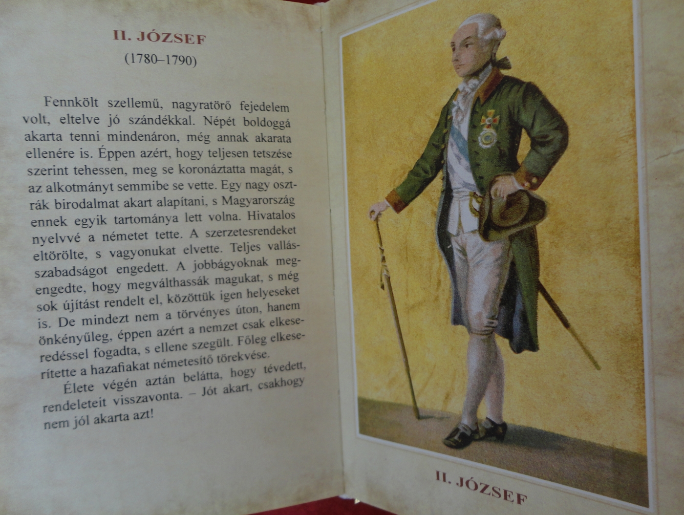 A II. Józsefet bemutató kis írás, és az uralkodó képe [TINTA Könyvkiadó]