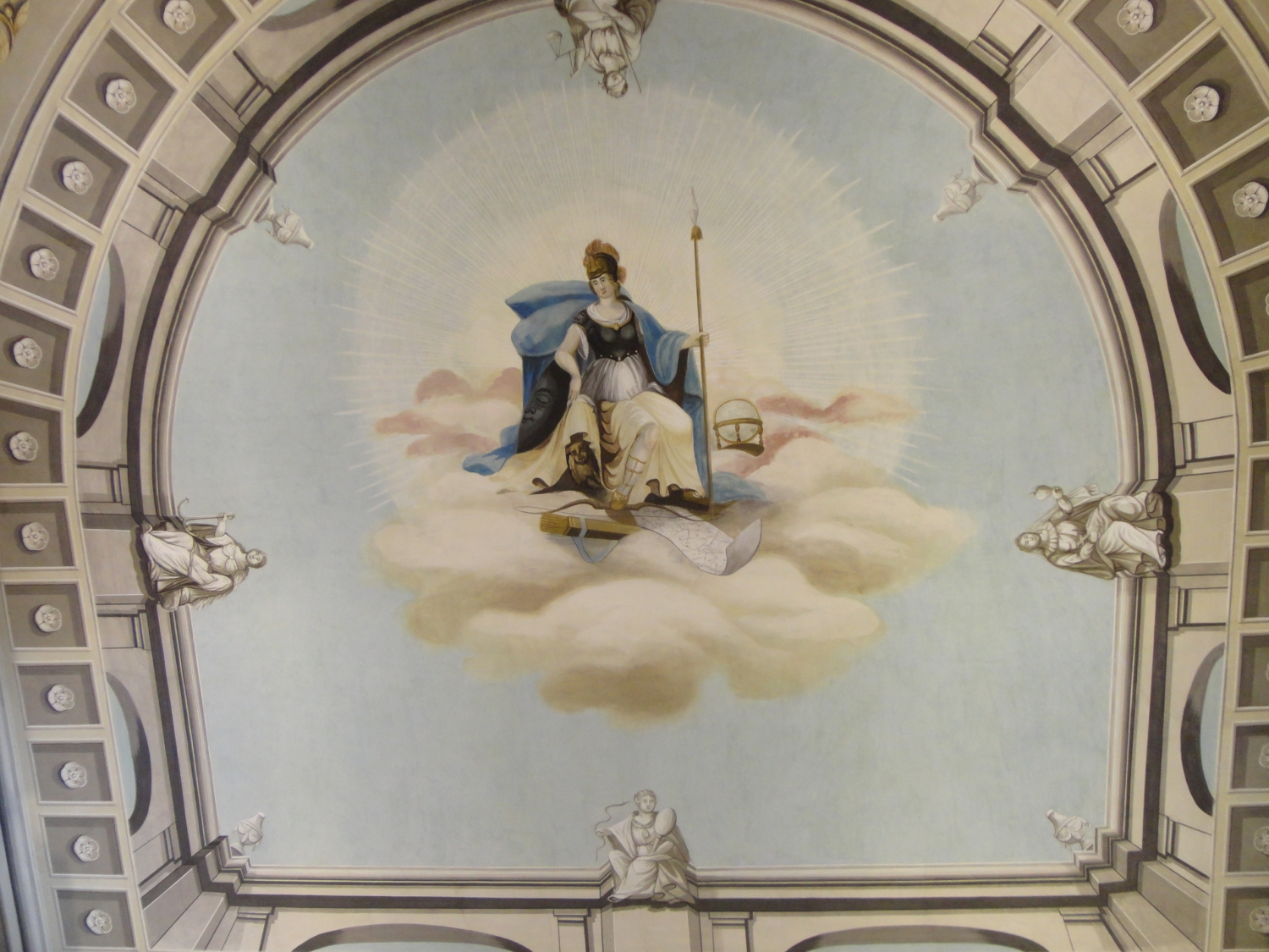 A Bölcsesség istene a mennyezet egyik freskóján, Sárospataki Református Kollégium Nagykönyvtár [TINTA Könyvkiadó]