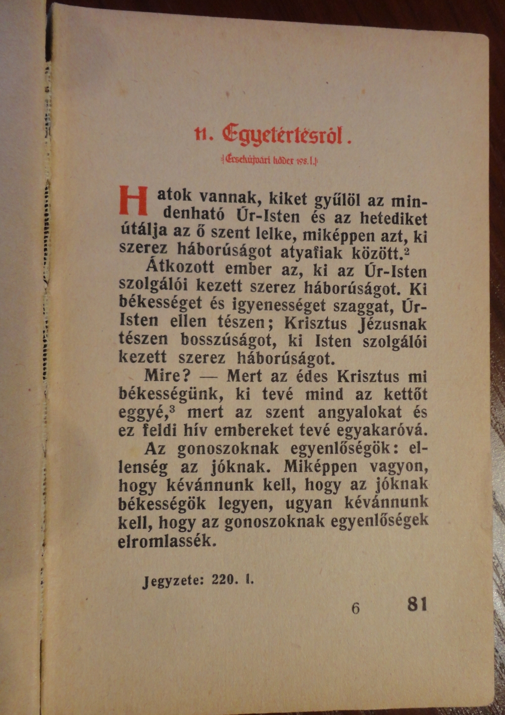 Egy oldal A jó élet módja c. könyvből (Szent István Társulat, 1943.)