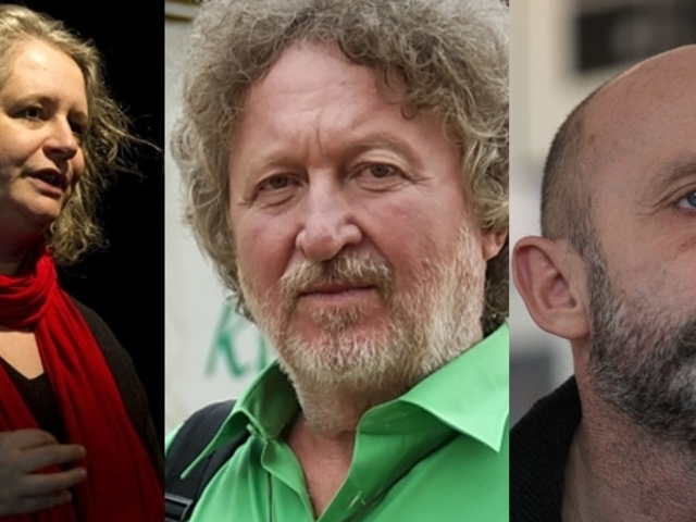 Lengyel Anna, Zalán Tibor és Visky András Szép Ernő-díjat vehet át