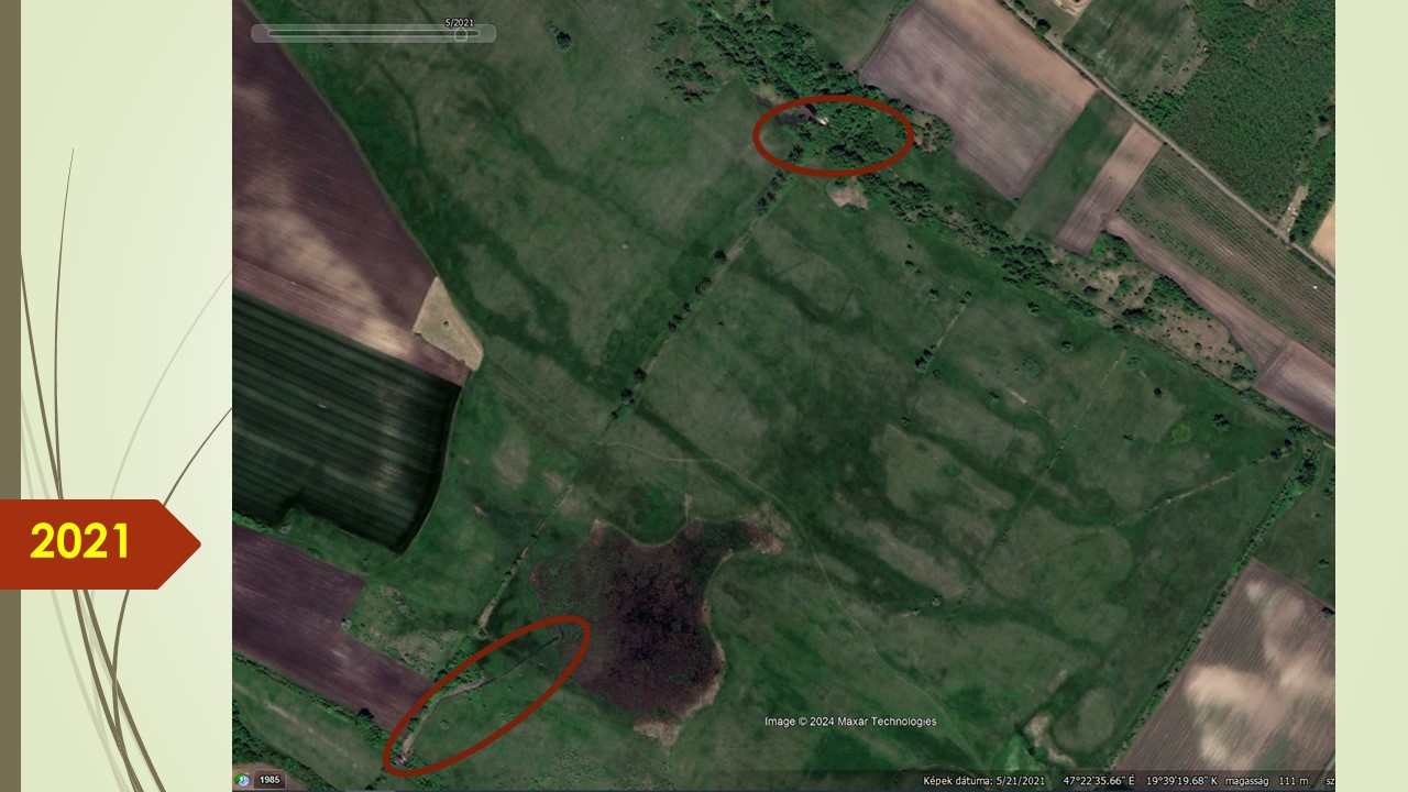 2021 tavasza, és itt is megjelennek a vízmegtartást szolgáló műtárgyak.