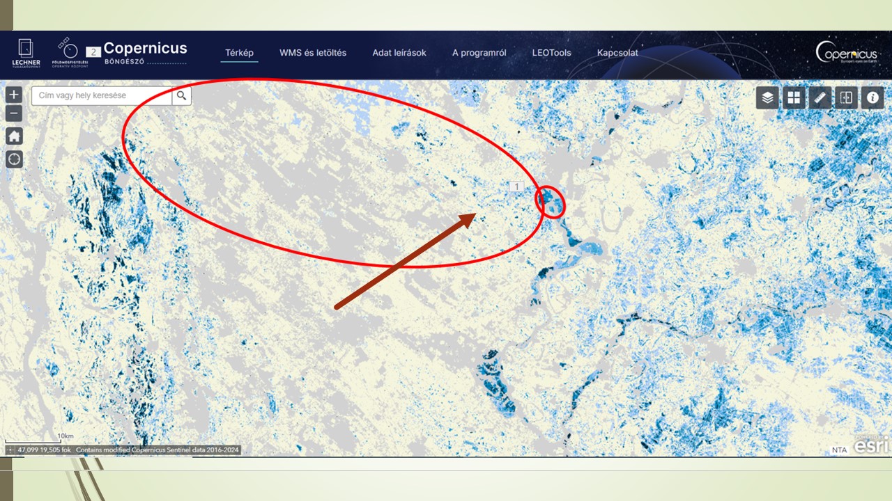 Mutatom a nyíllal hogy hol találjuk ezt a pár hektáros víztestet.