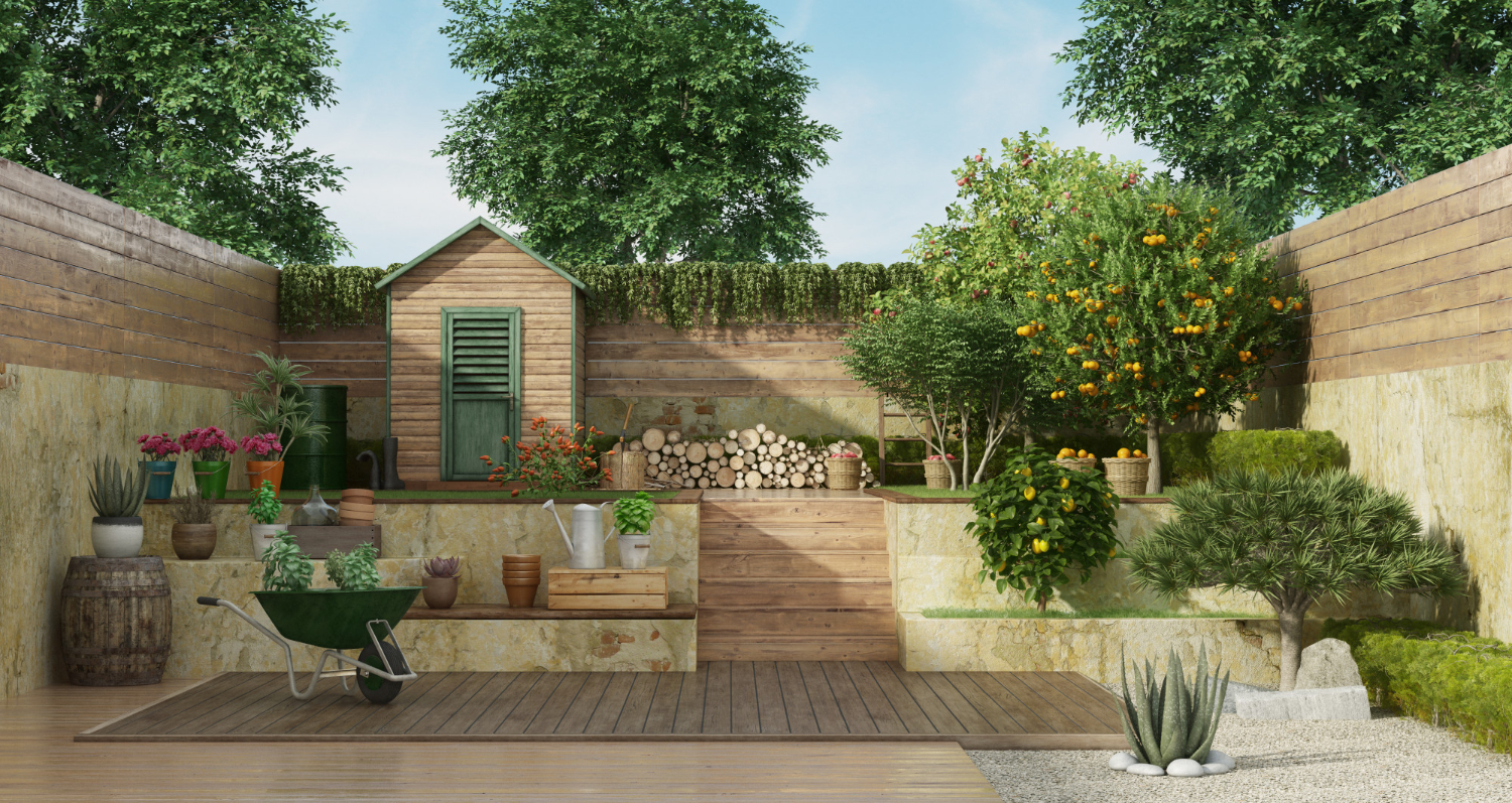 garden-two-levels-with-wooden-shed-fruit-tree.jpg