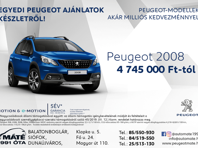 Egyedi Peugeot Ajánlatok Készletről!