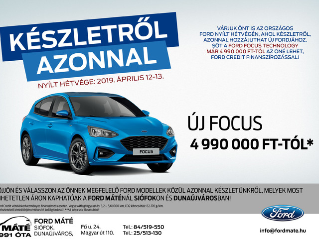 Készletről azonnal! Ford Focus