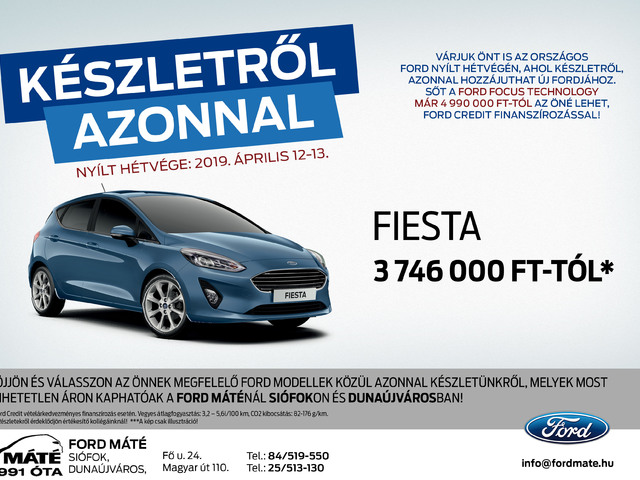 Készletről azonnal! Ford Fiesta