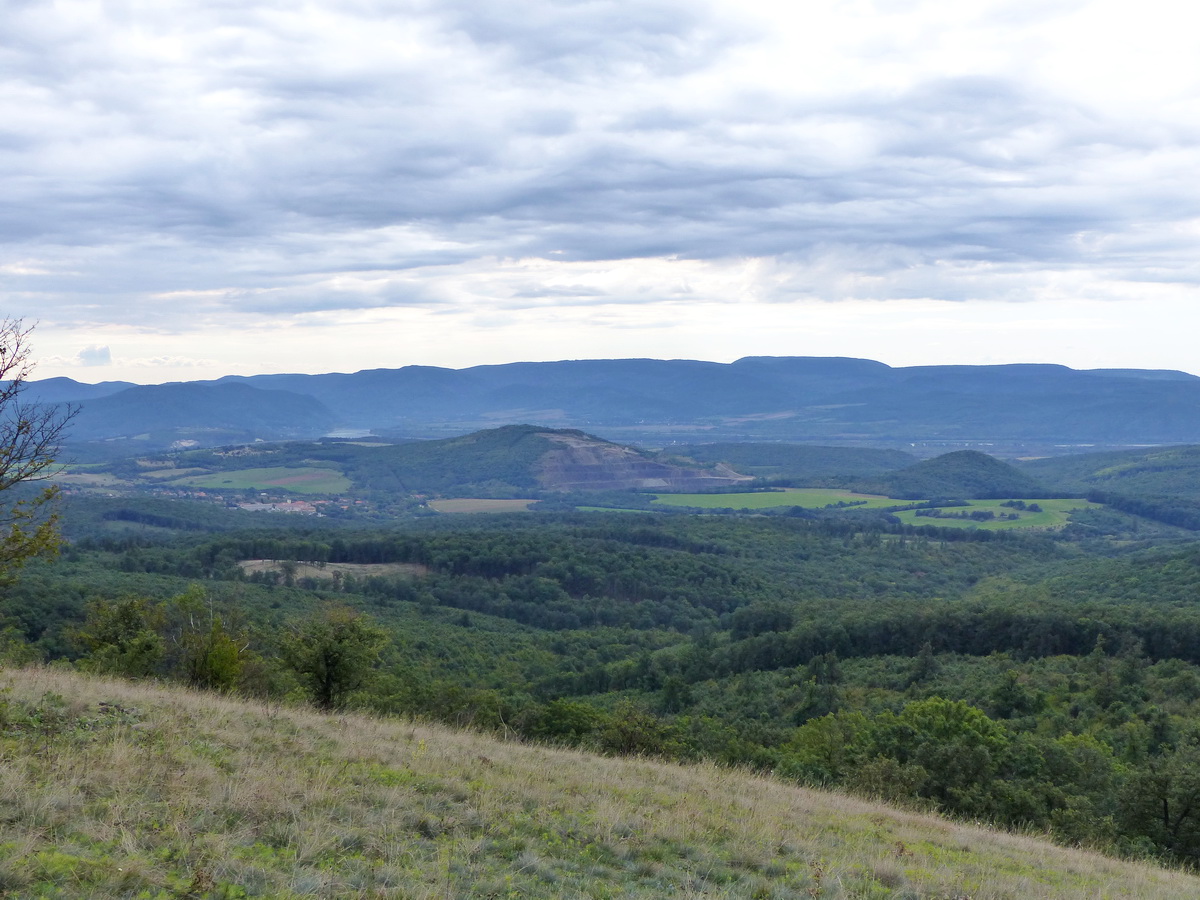 Kilátás a Nagy-Koppányról. Balra feltűnik Márianosztra, mögötte a Dunakanyar, a háttérben a Visegrádi-hegység csúcsai