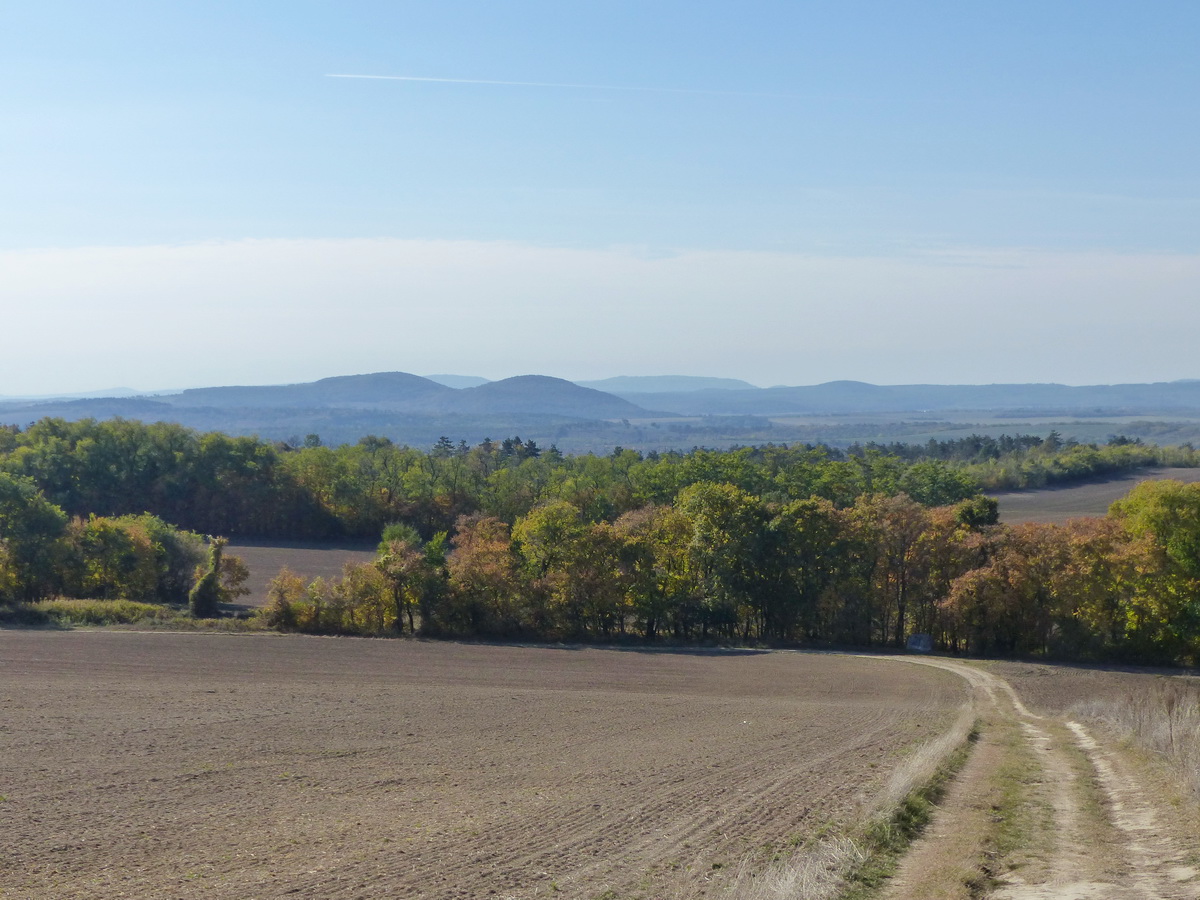 Kilátás a mezőről az Őr-hegy és Nagy-Őr-hegy párosra