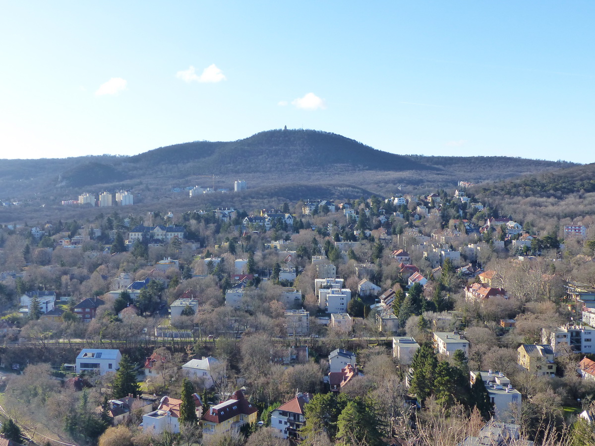 Kilátás a szikláról a János-hegyre...