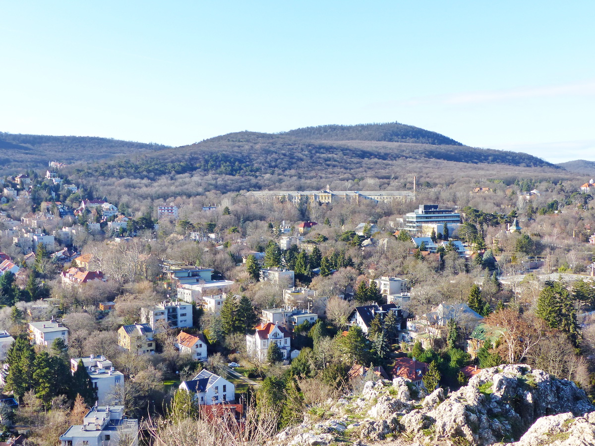 ...valamint a Kis-Hárs-hegy és a Nagy-Hárs-hegy duójára, meg az előttük elterülő OPNI, vagy Országos Pszichiátriai és Neurológiai Intézet évekkel ezelőtt bezárt épületére