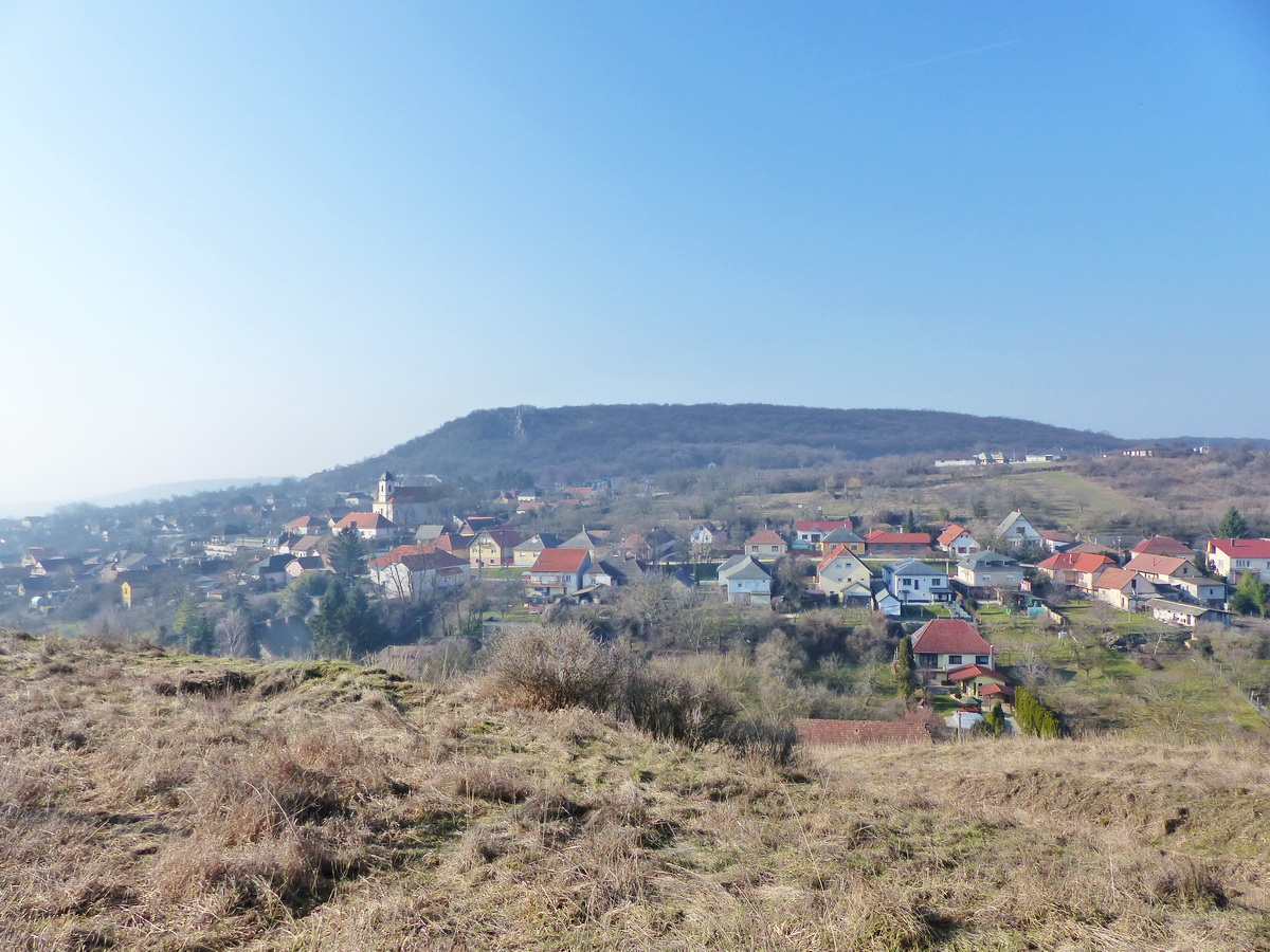 Csolnok panorámája a Homokvasút pályájától fényképezve
