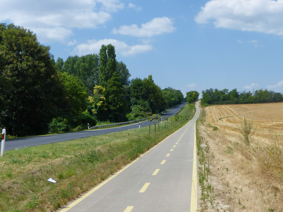 Kitűnő kerékpárúton tekerhettem a 65-ös főút mellett