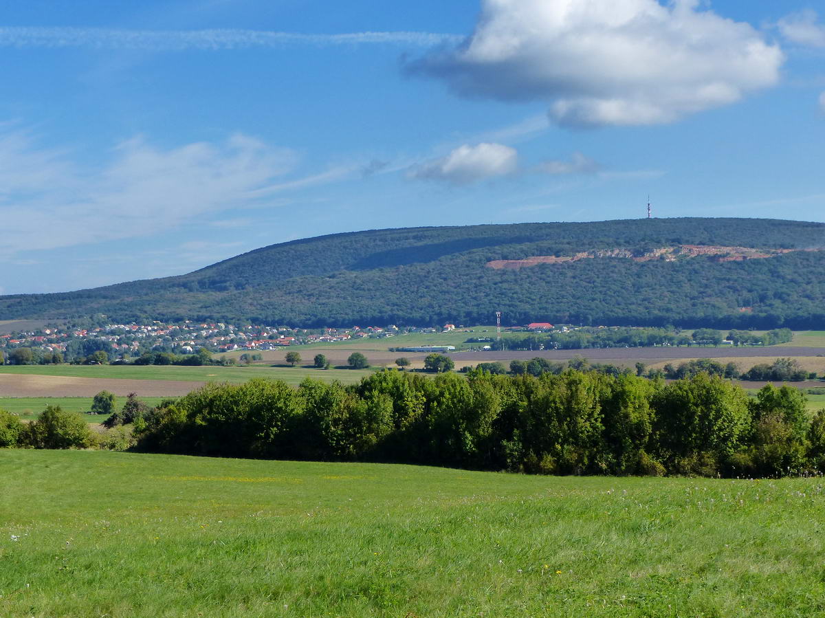 Kilátás a Gerecse-tetőre és a lábainál fekvő Tardosra