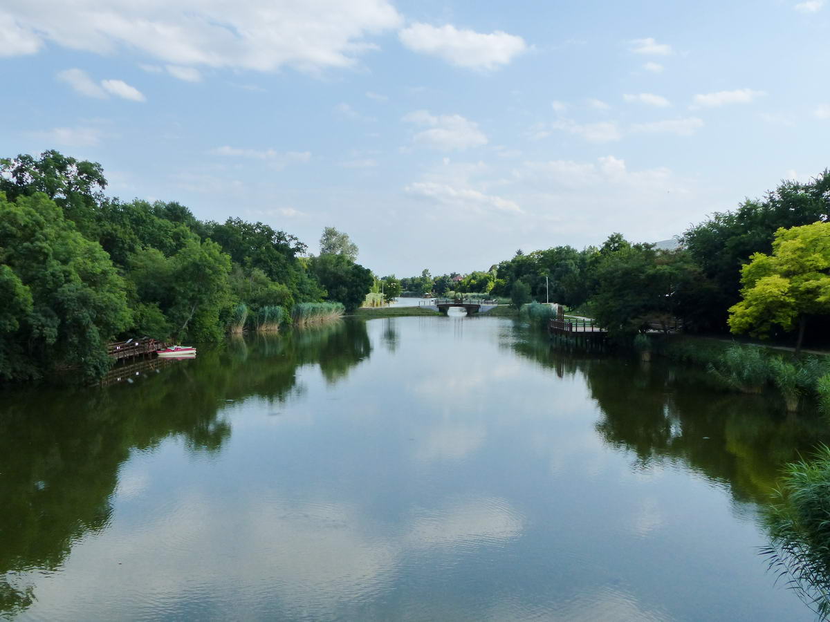 A Hantoskerti-holtág panorámája. Balra, az Erzsébet-liget fái között található a lombkorona sétány, amit most kihagytam.