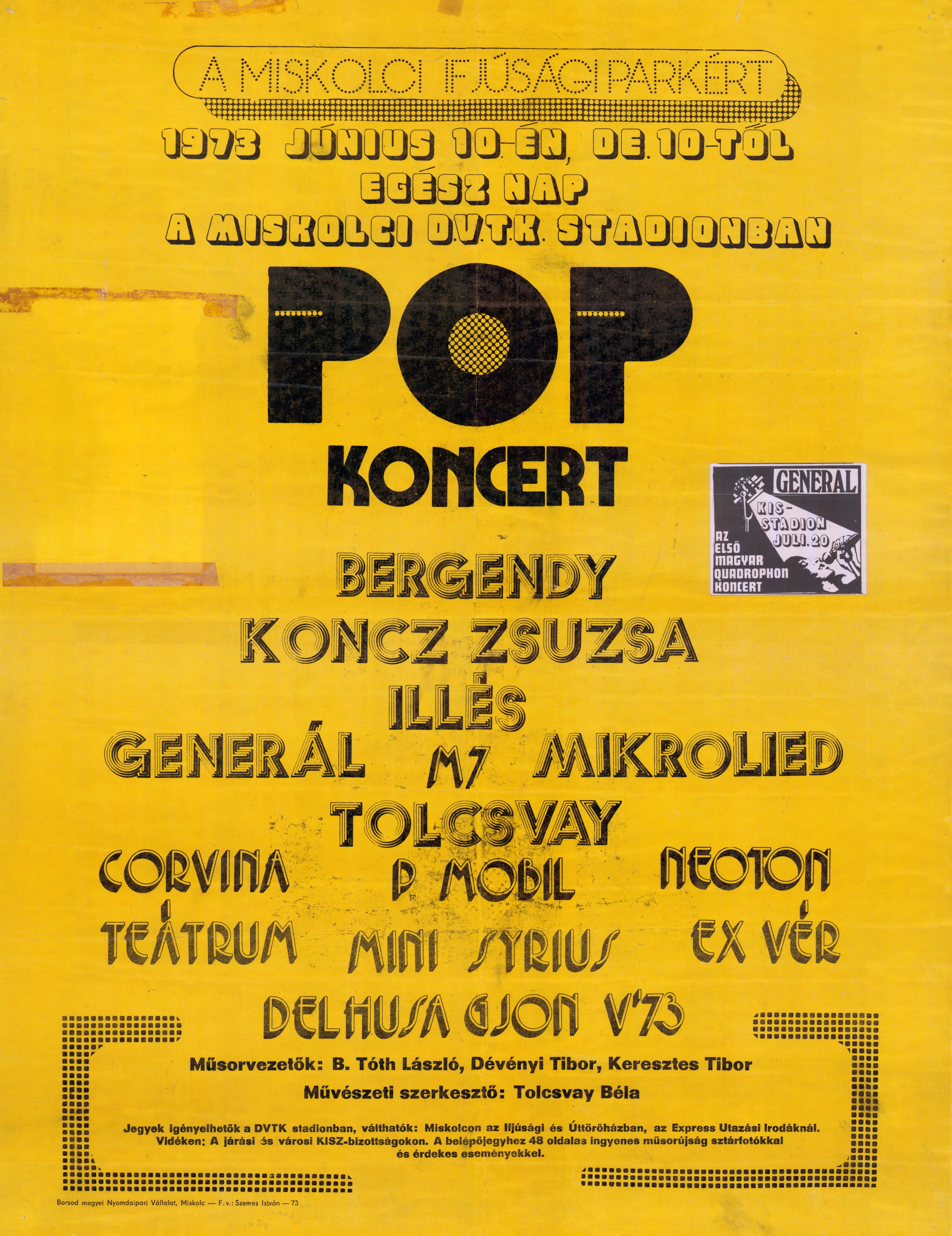 Az 1973-as diósgyőri popfesztivál plakátja