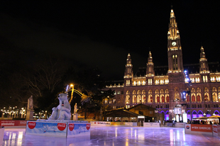 Csúszkálás a jégen Bécs szívében