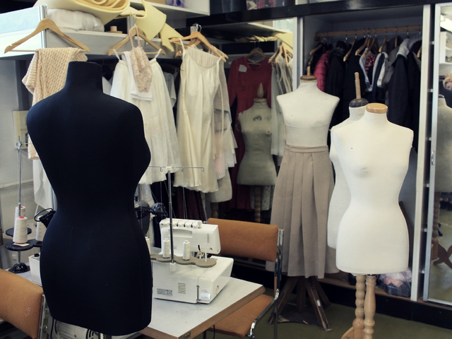 Behind the scenes of a theater's sewing section