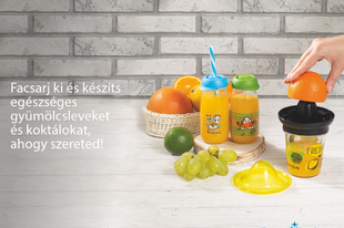 Citrusfacsaró üvegpohárral