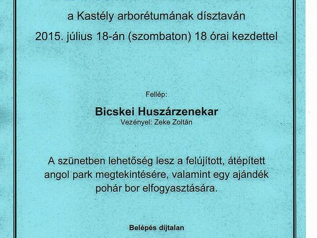 Szombaton este hatkor a kastélypark szigetén a Bicskei Huszárzenekar
