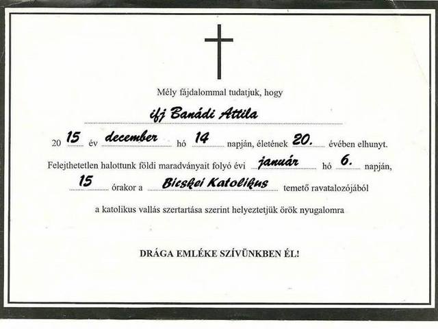 Ifj. Banádi Attila emlékére