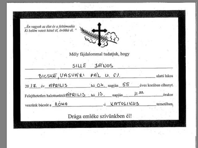 Sille János emlékére