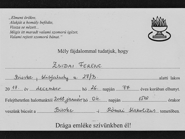 Zsidai Ferenc emlékére