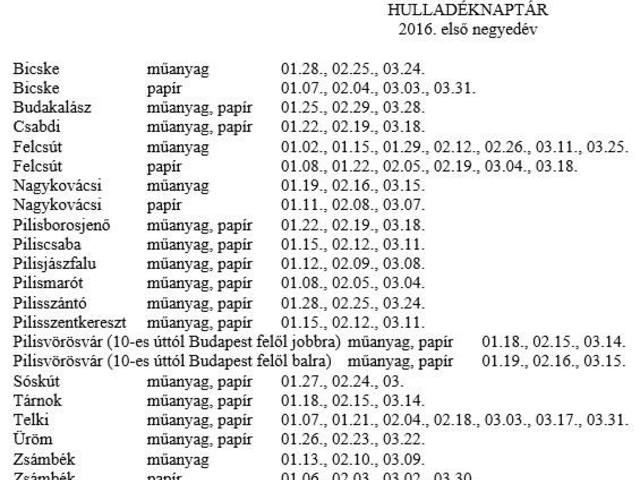 Bicskén ritkábban szállítja a szelektív hulladékot a Zöld Bicske mint Felcsúton?
