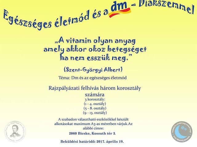 Rajzpályázat iskolásoknak az egészséges életmódról