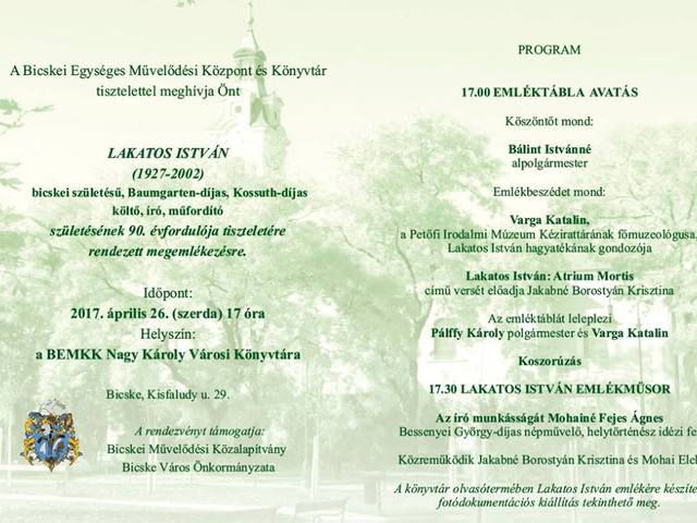 Lakatos István emléktábla kerül a Könyvtárra