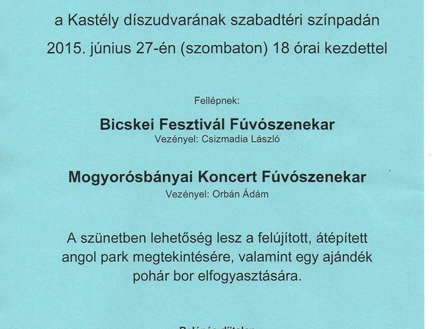 A belépés ingyenes - Fúvószenekari hangverseny a megújult kastélyparkban
