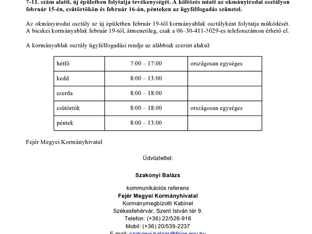 Új helyére költözik az Okmányiroda