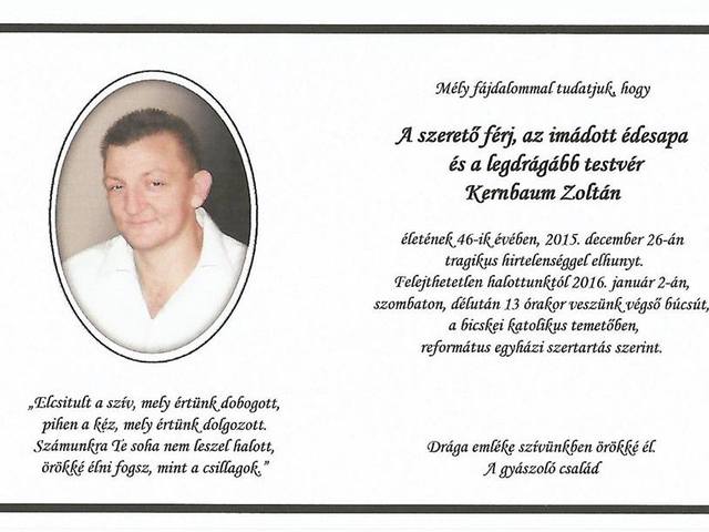 Kernbaum Zoltán emlékére