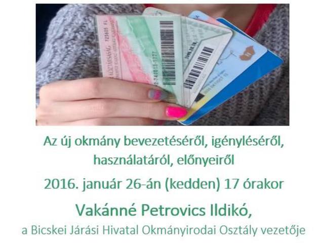 Előadás az új okmányokról a könyvtárban