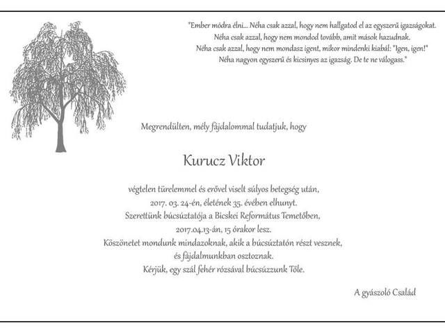 Egy szál fehér rózsa - Kurucz Viktor emlékére