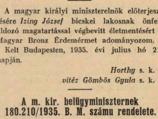 Miniszterelnöki előterjesztésre életmentésért kapott érdemrendet egy bicskei férfiú
