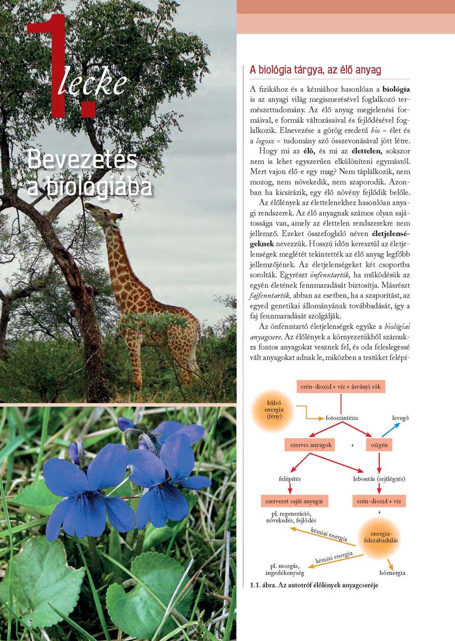 Szerényi G. Biológia tankönyv 9. NAT 2020, Oktatási Hivatal (6-26 o.)