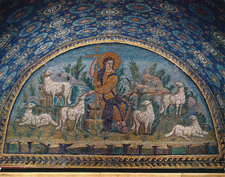 Jó pásztor mozaik,  Galla Placidia mauzóleuma,  425. Ravenna - 1.jpg