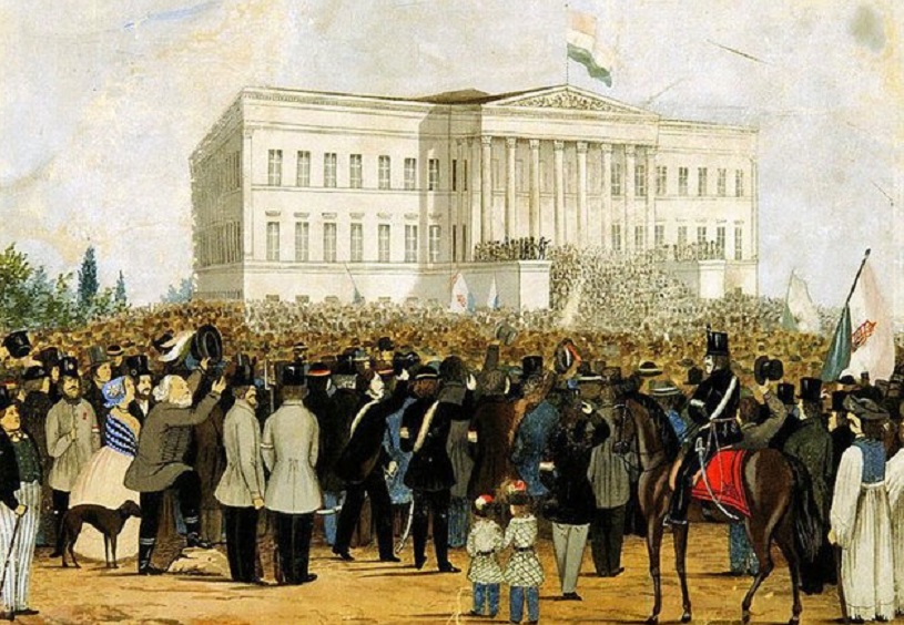 1848. MÁRCIUS 15.: Kossuth Lajos magasba emelt egy bécsi csecsemőt