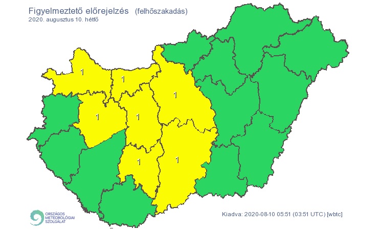 ESÉLYES, HOGY TATABÁNYÁN LESZAKAD AZ ÉG! Cserébe nagyon meleg lesz