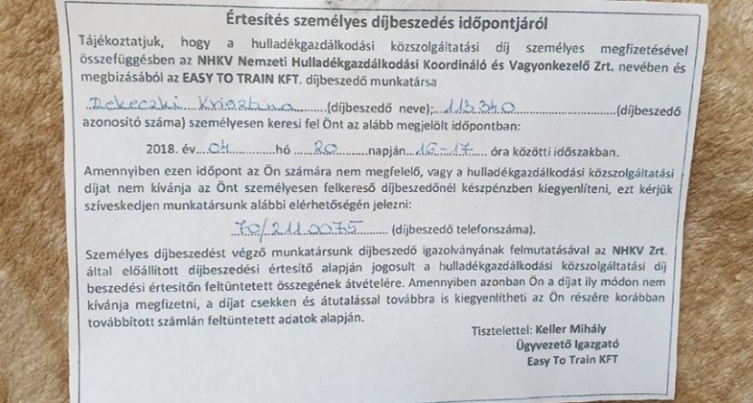 ELKÉPESZTŐ! ELFELEJTETTÉK A TATABÁNYAIAKAT TÁJÉKOZTATNI! Nem csalók, hanem a kukacég behajtói kereshetik